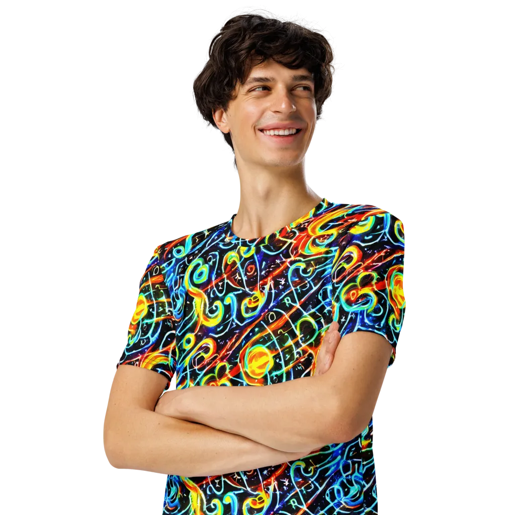 Starlit Scribble on Men's Crew Neck T-Shirt — Left Front