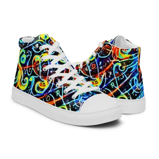 Starlit Scribble on a Men's High Top Canvas Shoes