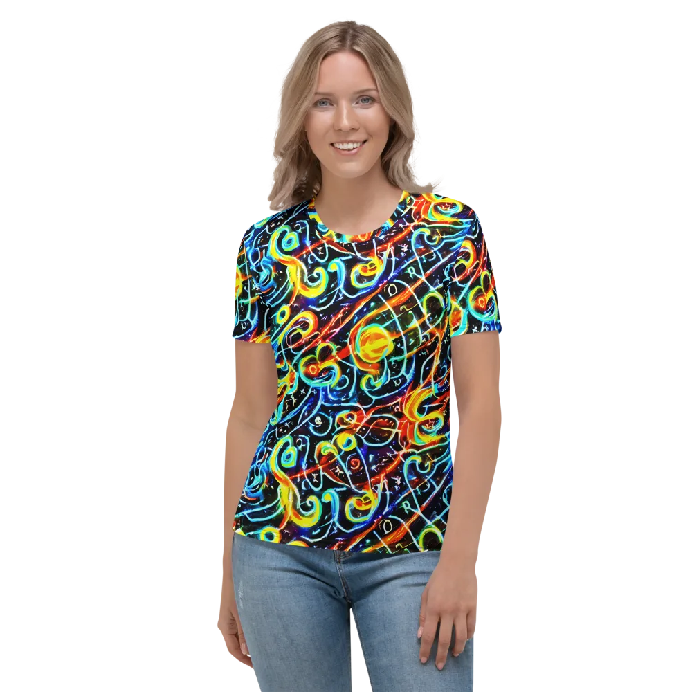 Starlit Scribble on Women's Crew Neck T-Shirt — Front