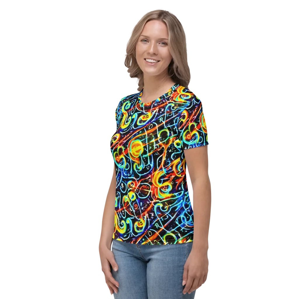Starlit Scribble on Women's Crew Neck T-Shirt — Left