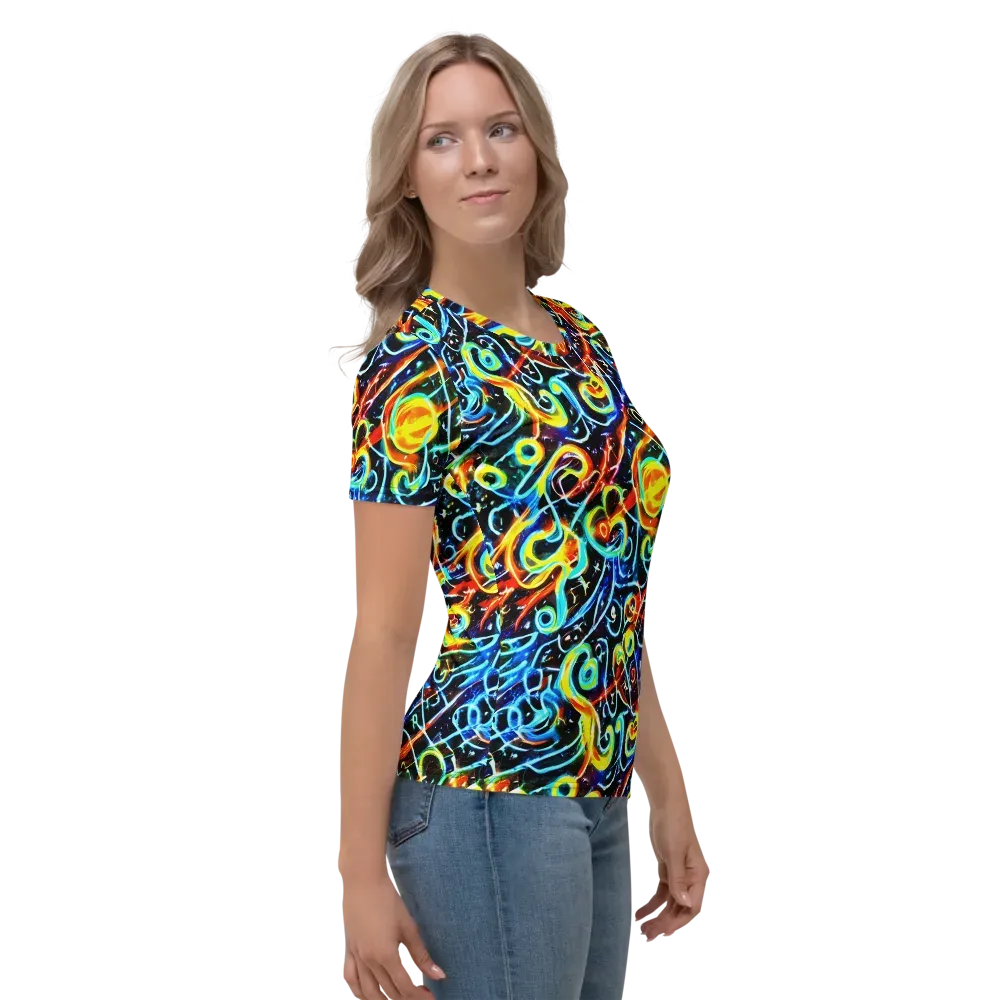Starlit Scribble on Women's Crew Neck T-Shirt — Right