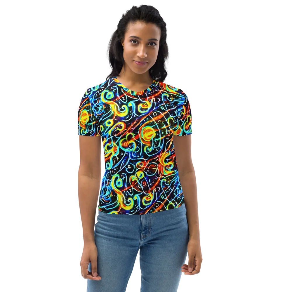 Starlit Scribble on Women's Crew Neck T-Shirt — Front