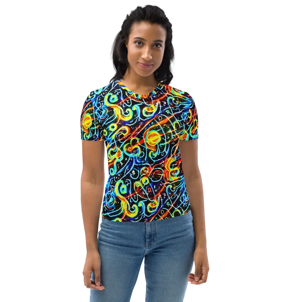 Starlit Scribble on Women's Crew Neck T-Shirt — Front