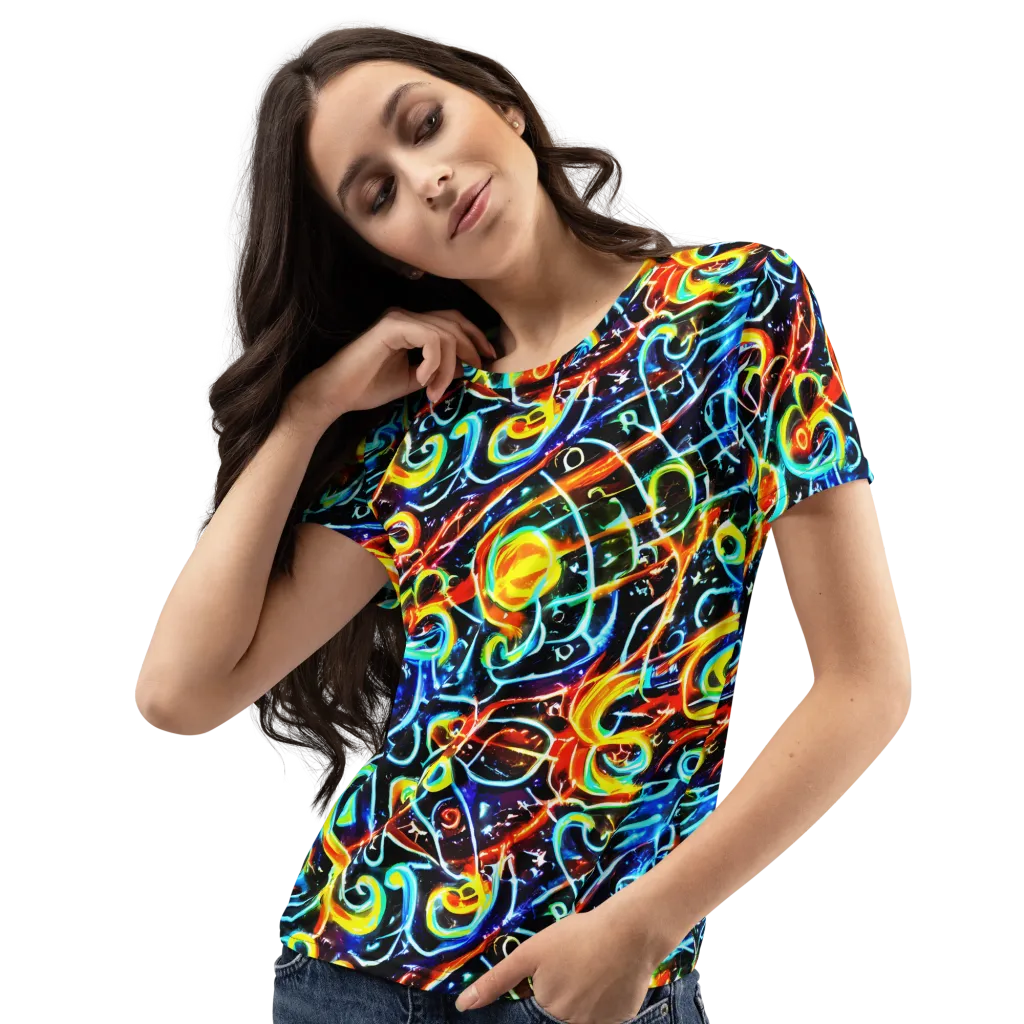 Starlit Scribble on Women's Crew Neck T-Shirt — Left Front