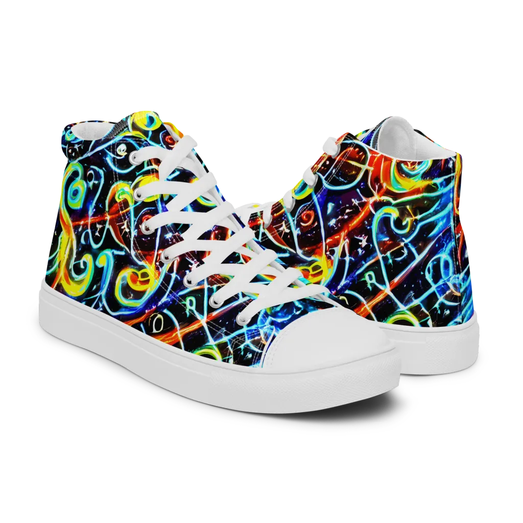 Starlit Scribble on Women's High Top Canvas Shoes — Right