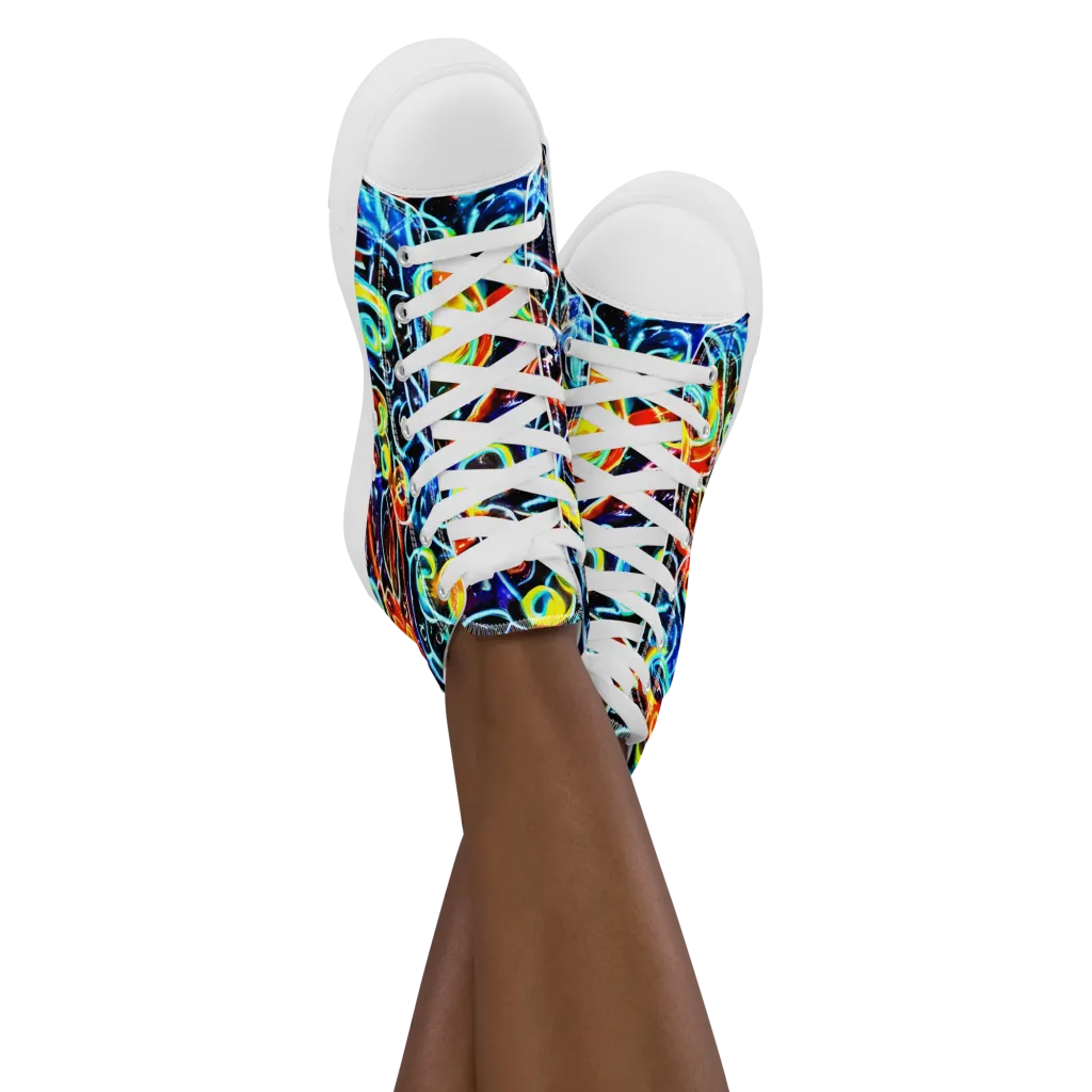 Starlit Scribble on Women's High Top Canvas Shoes — Front