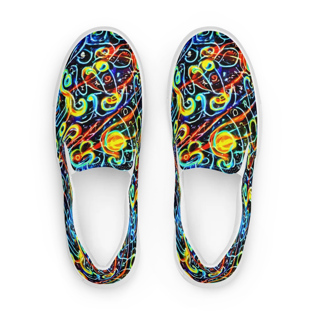 Starlit Scribble on Men's Slip-On Canvas Shoes — Front