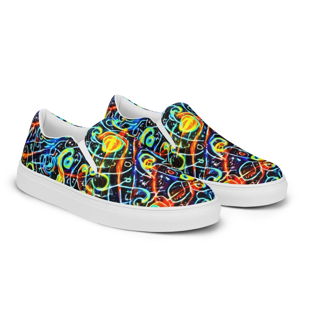 Starlit Scribble on Men's Slip-On Canvas Shoes — Right Front