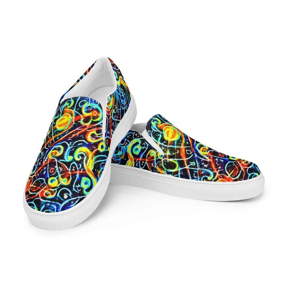 Starlit Scribble on Men's Slip-On Canvas Shoes — Left Front