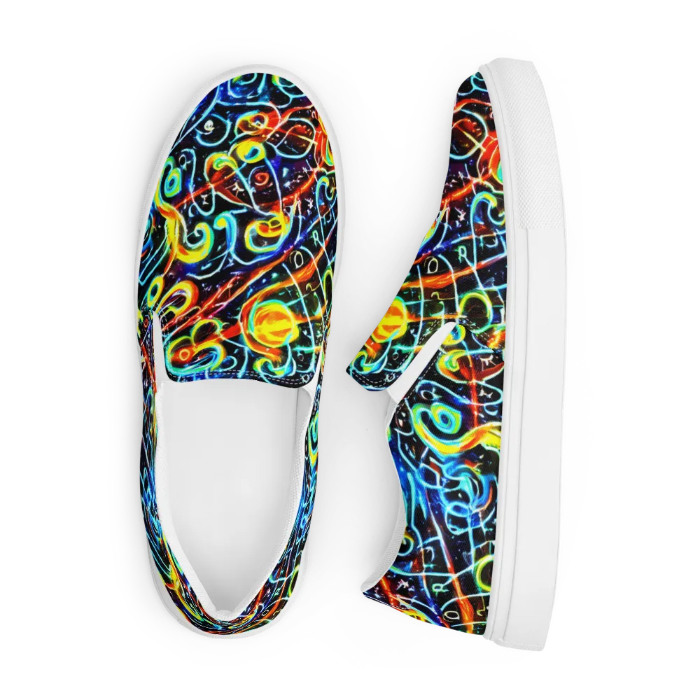 Starlit Scribble on Men's Slip-On Canvas Shoes — Front