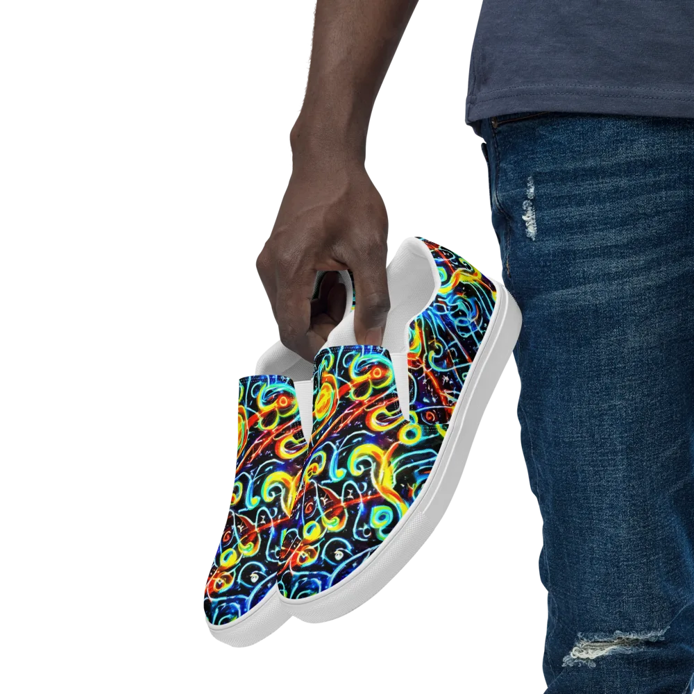 Starlit Scribble on Men's Slip-On Canvas Shoes — Left Front