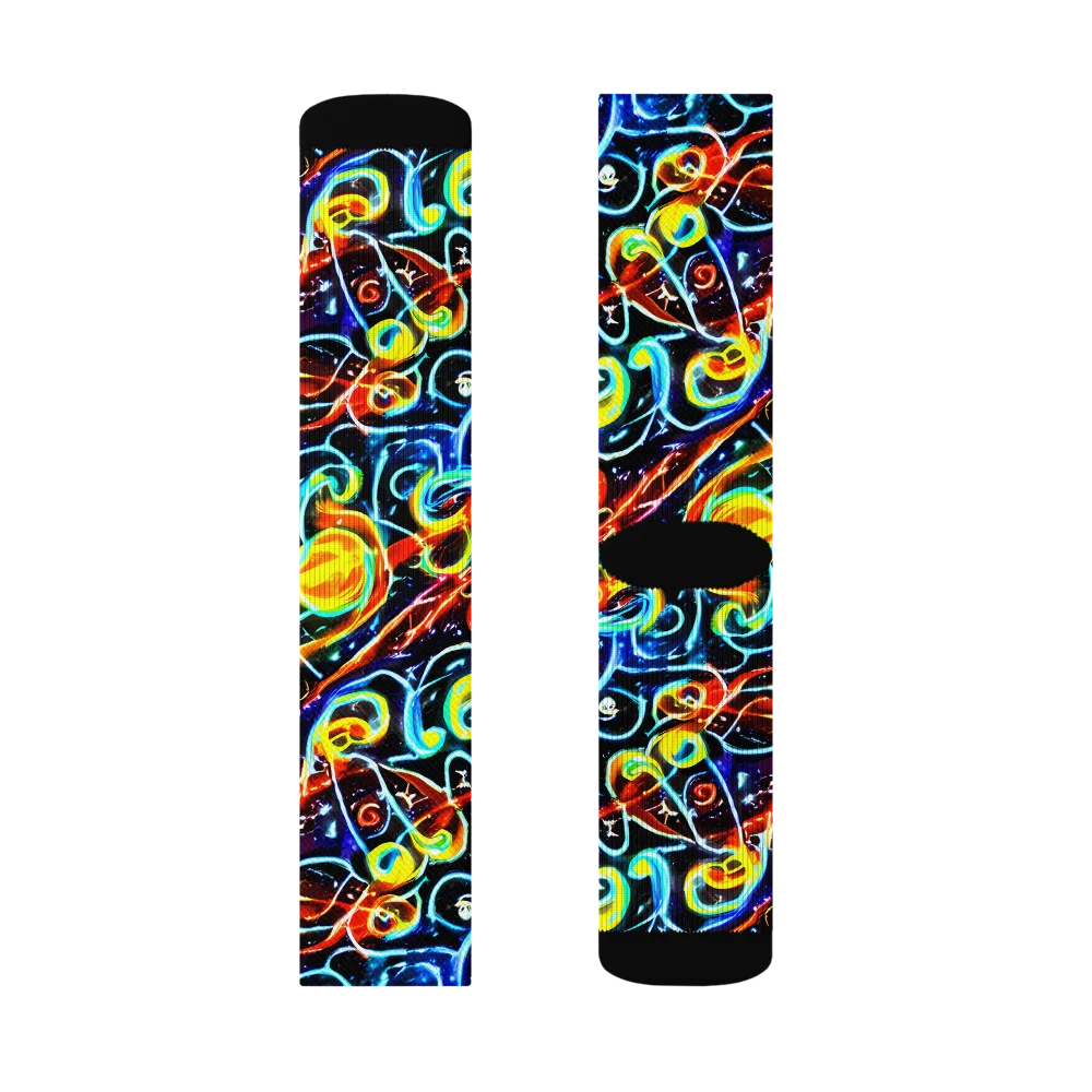 Starlit Scribble on Socks — Left Sock