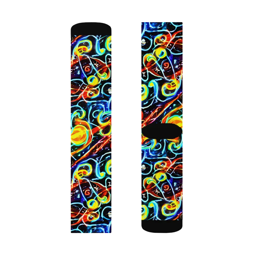 Starlit Scribble on Socks — Right Sock