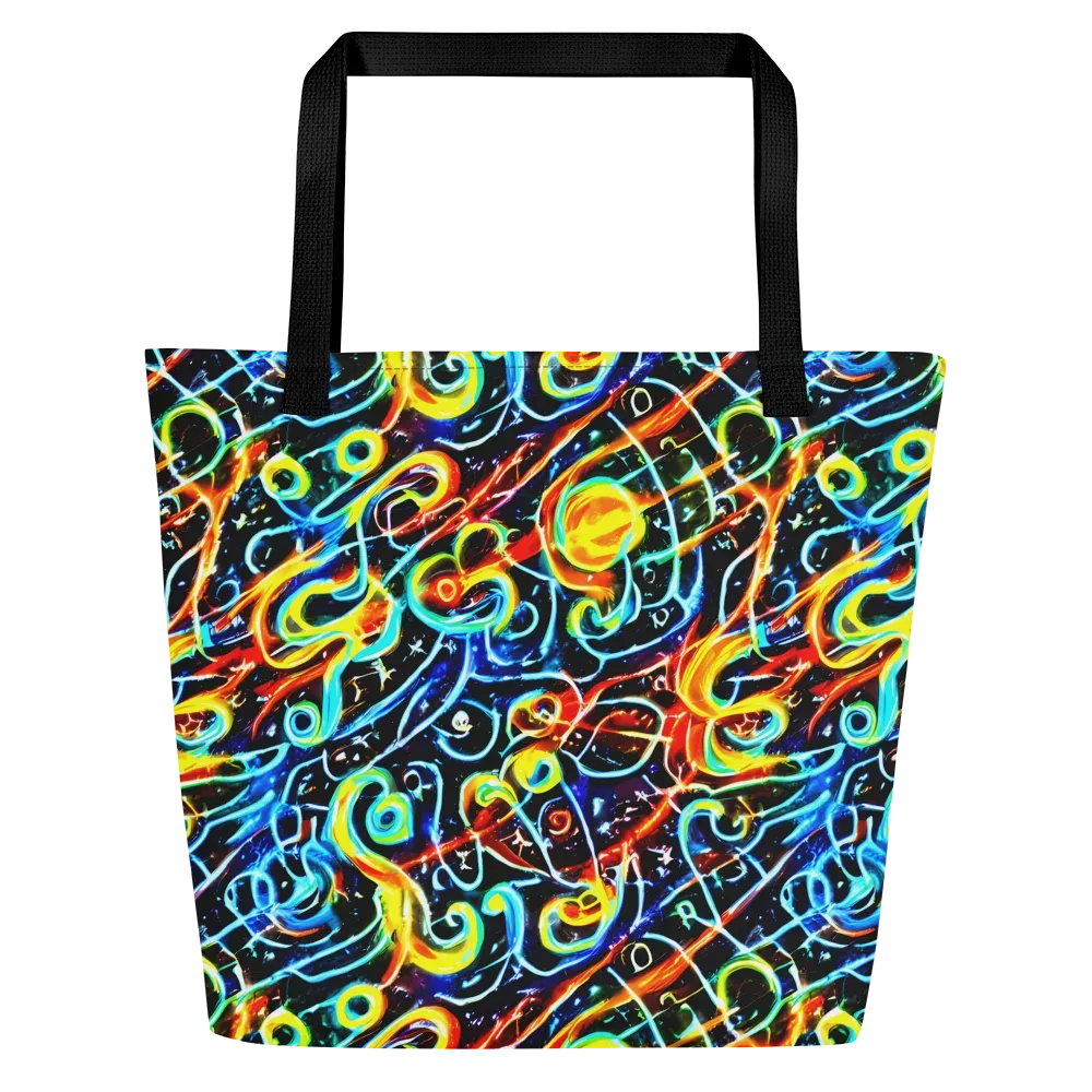 Starlit Scribble on Large Tote Bag W/ Pocket — Front
