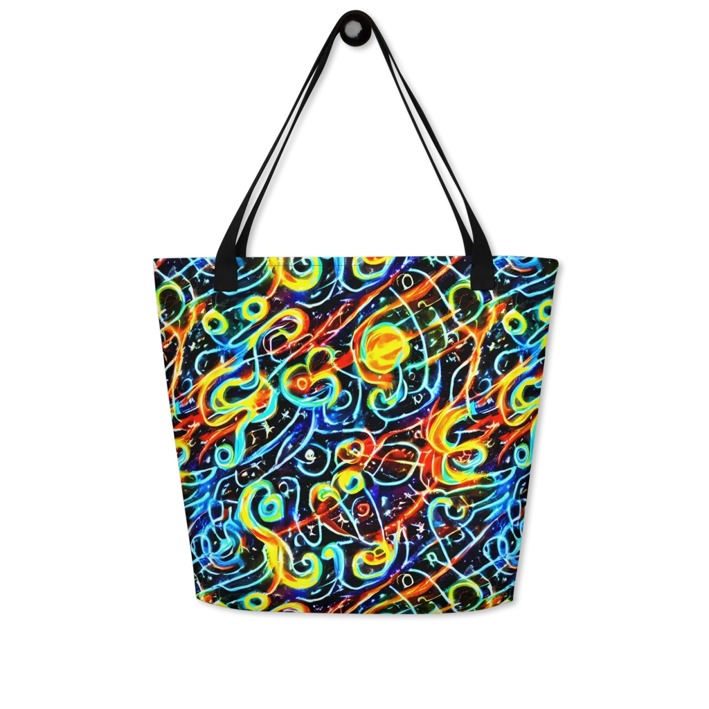Starlit Scribble on Large Tote Bag W/ Pocket — Front
