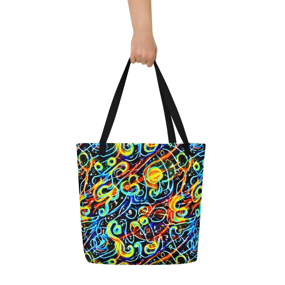 Starlit Scribble on Large Tote Bag W/ Pocket — Front