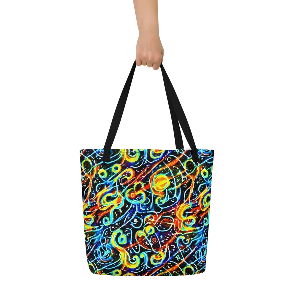 Starlit Scribble on Large Tote Bag W/ Pocket — Front
