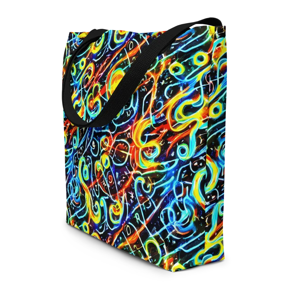Starlit Scribble on Large Tote Bag W/ Pocket — Front
