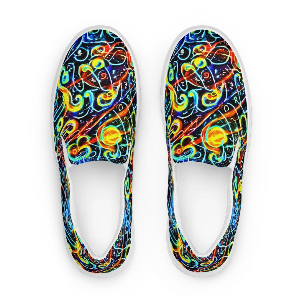 Starlit Scribble on Women's Slip-On Canvas Shoes — Front