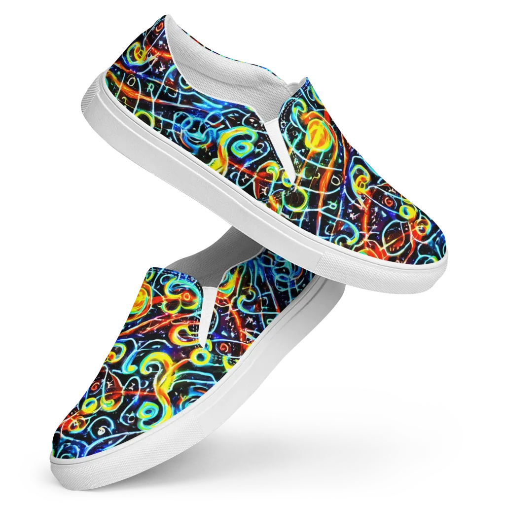 Starlit Scribble on Women's Slip-On Canvas Shoes — Front