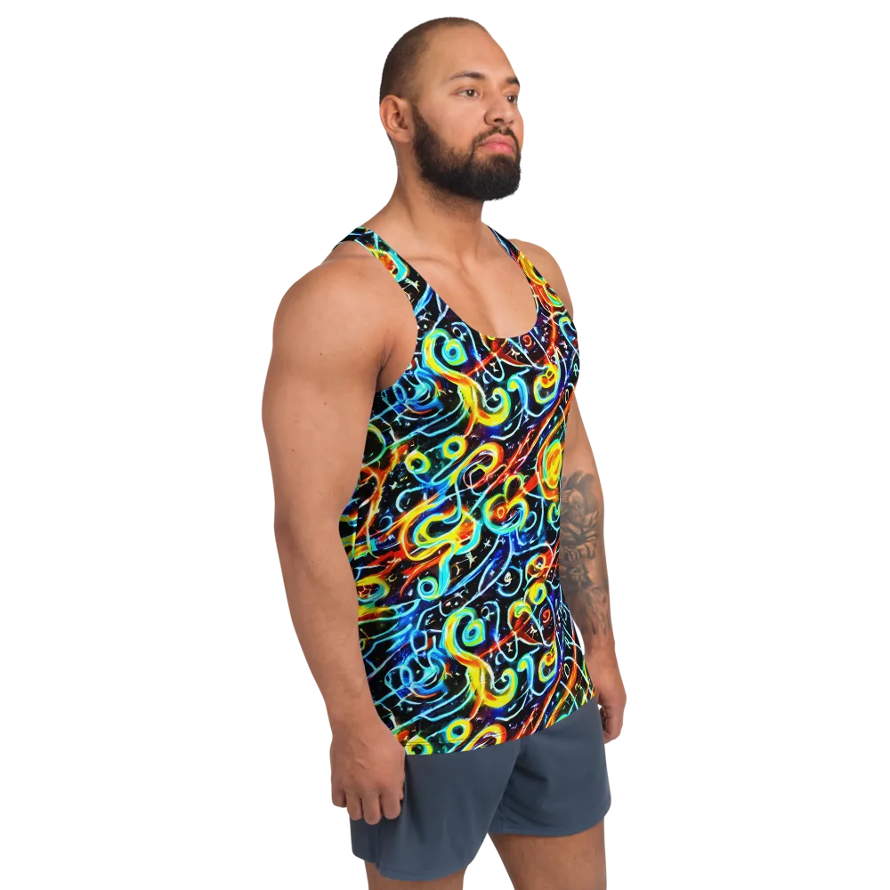 Starlit Scribble on Men's Tank Top — Right Front