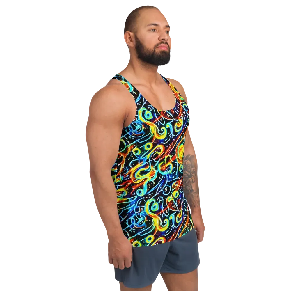 Starlit Scribble on Men's Tank Top — Right Front