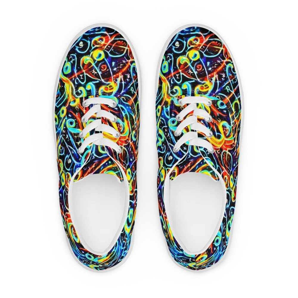 Starlit Scribble on Men's Lace-Up Canvas Shoes — Front