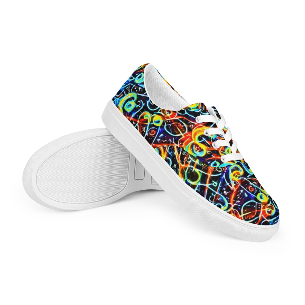 Starlit Scribble on Men's Lace-Up Canvas Shoes — Right Front