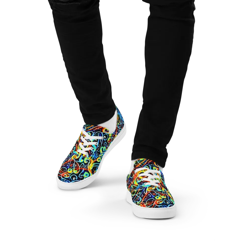 Starlit Scribble on Men's Lace-Up Canvas Shoes — Front