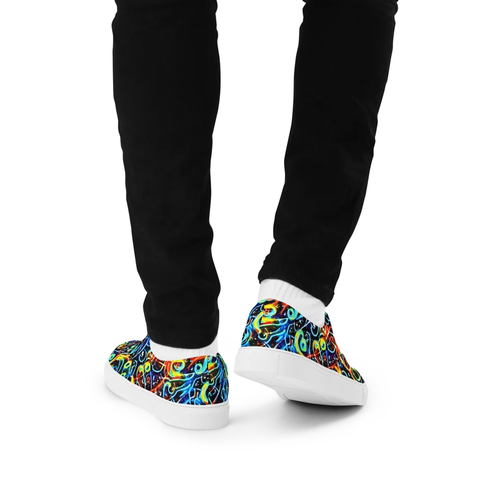 Starlit Scribble on Men's Lace-Up Canvas Shoes — Back