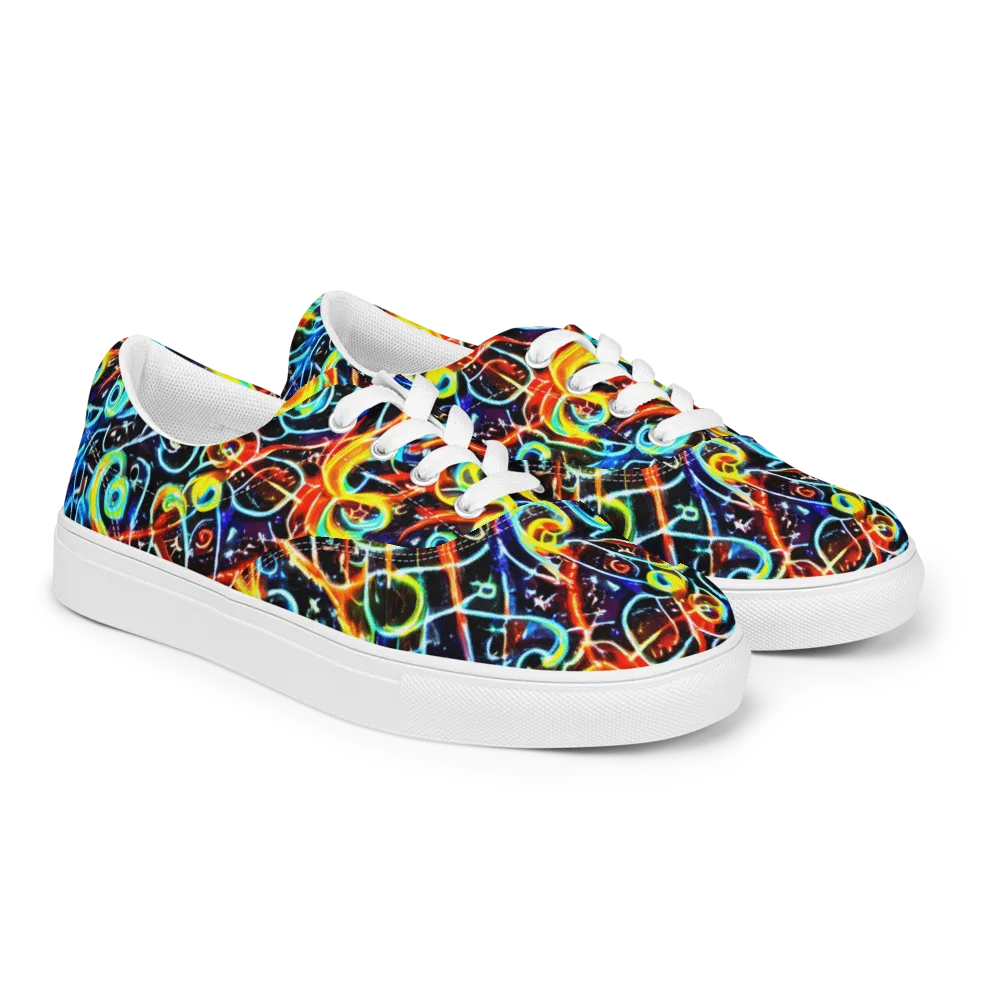 Starlit Scribble on Men's Lace-Up Canvas Shoes — Right Front