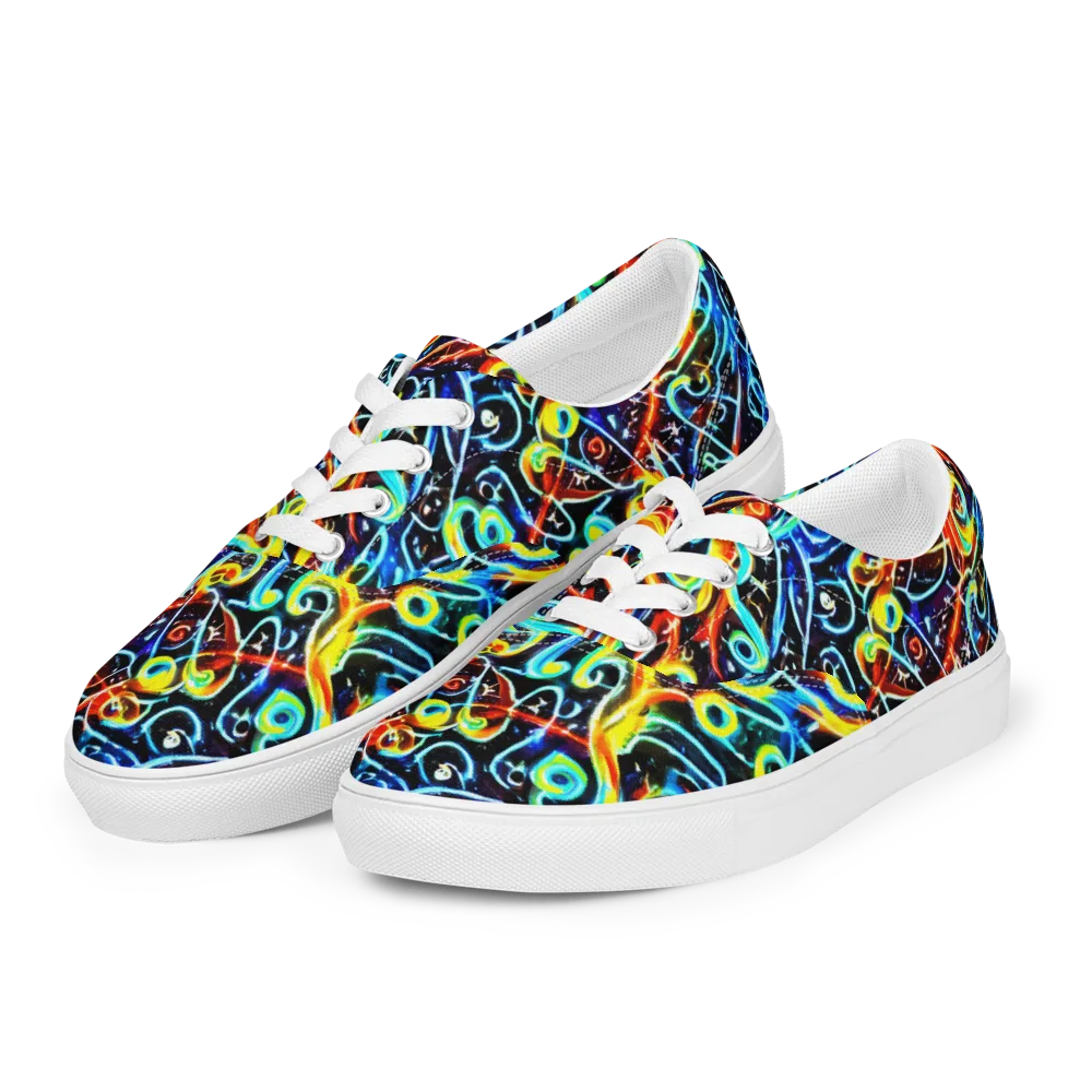 Starlit Scribble on Men's Lace-Up Canvas Shoes — Left Front