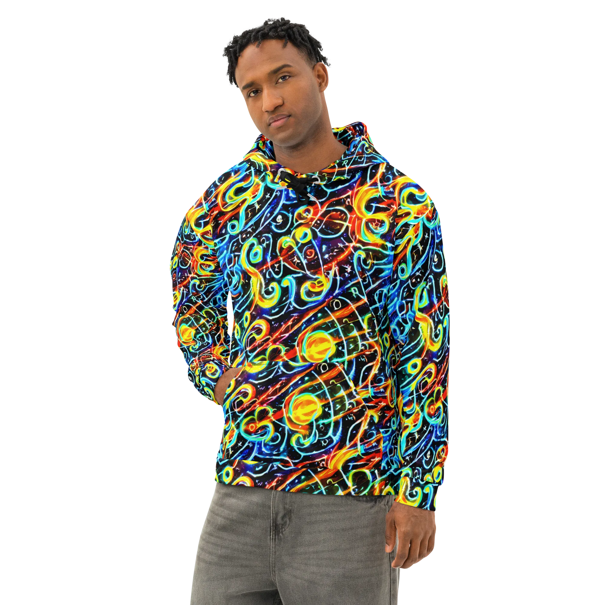 Starlit Scribble on Cotton Hoodie — Left Front