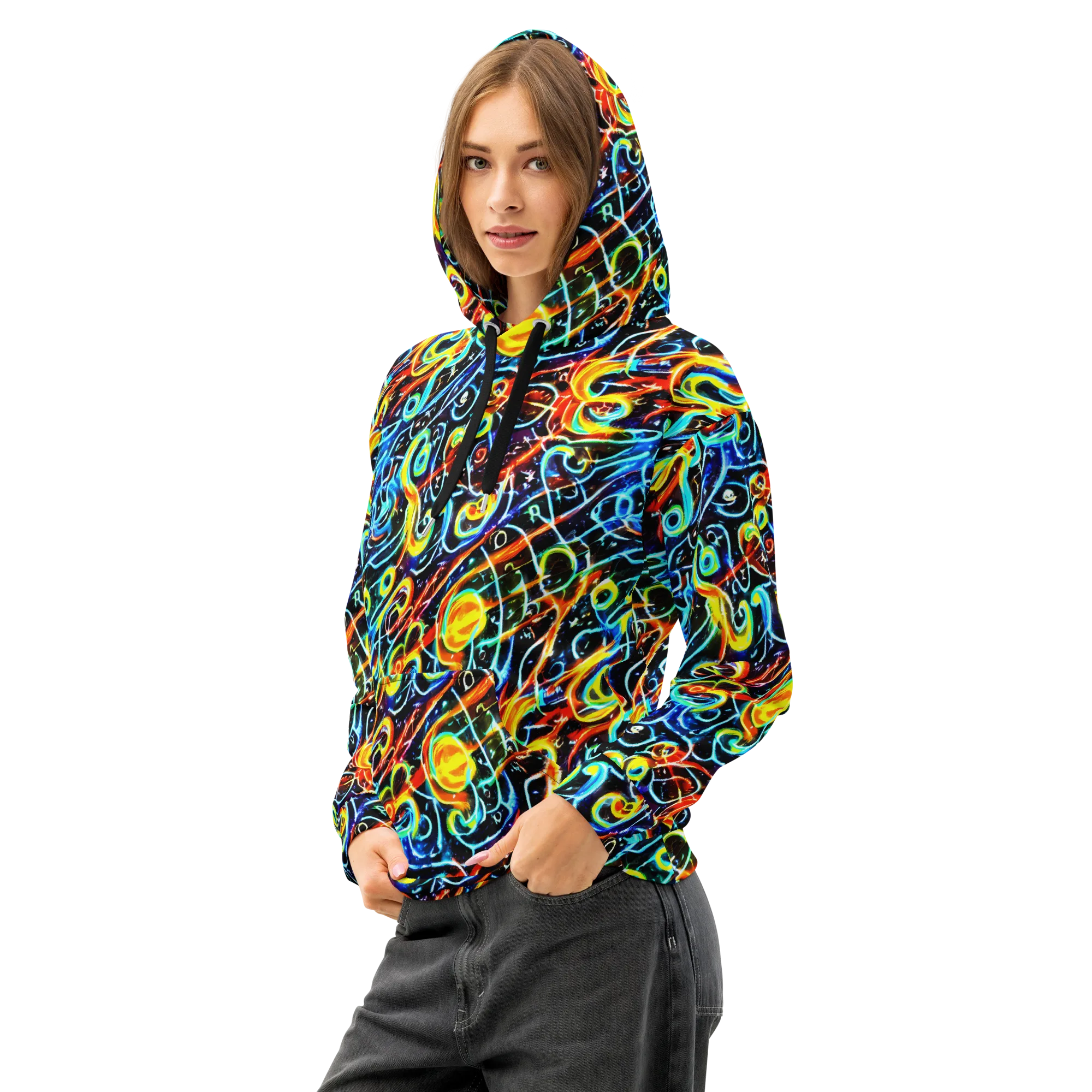Starlit Scribble on Cotton Hoodie — Left Front