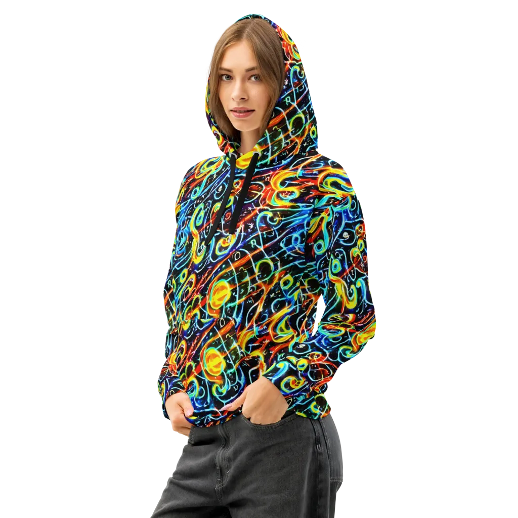 Starlit Scribble on Cotton Hoodie — Left Front