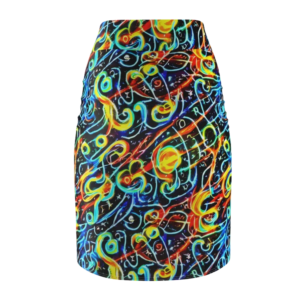 Starlit Scribble on Pencil Skirt — Back