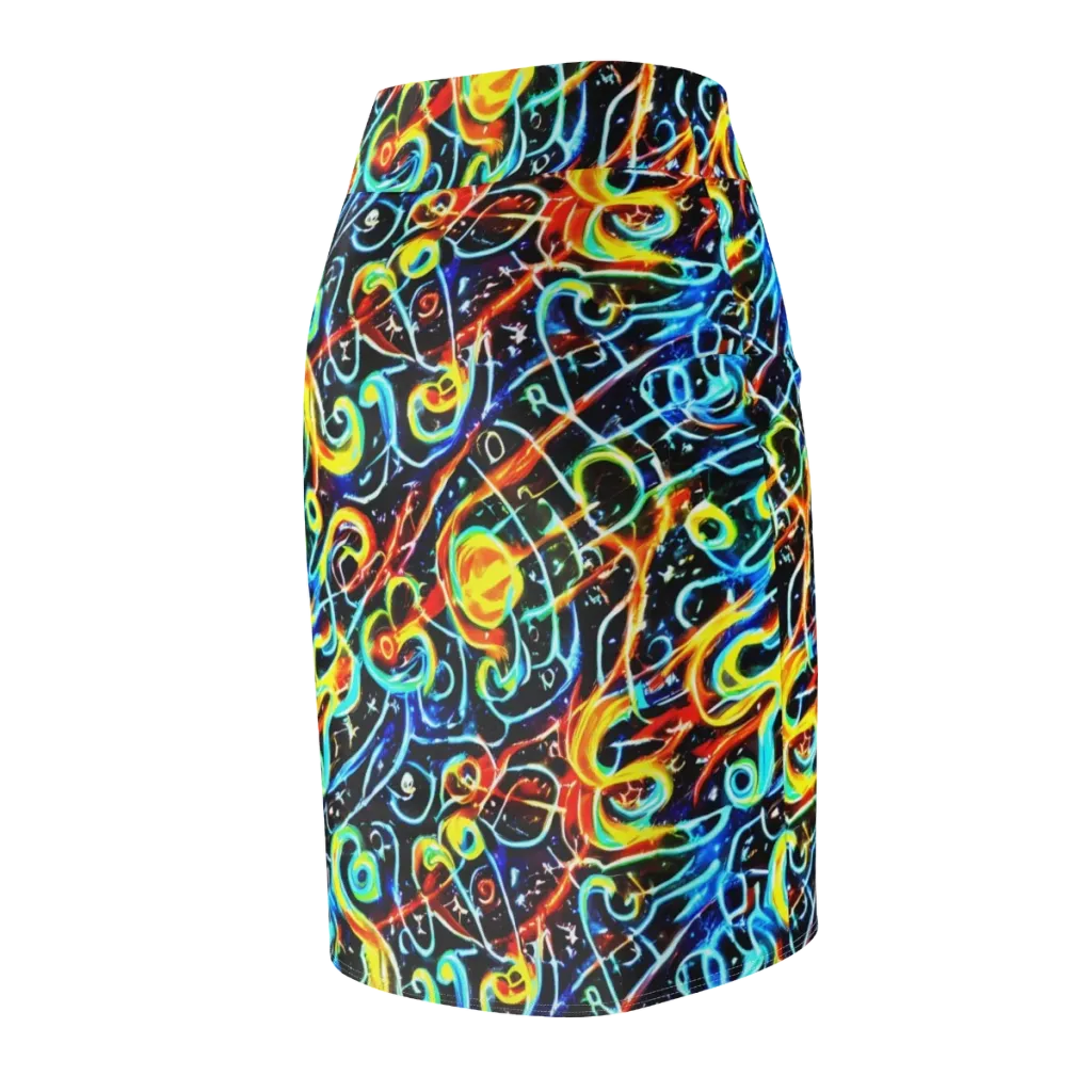 Starlit Scribble on Pencil Skirt — Back Side