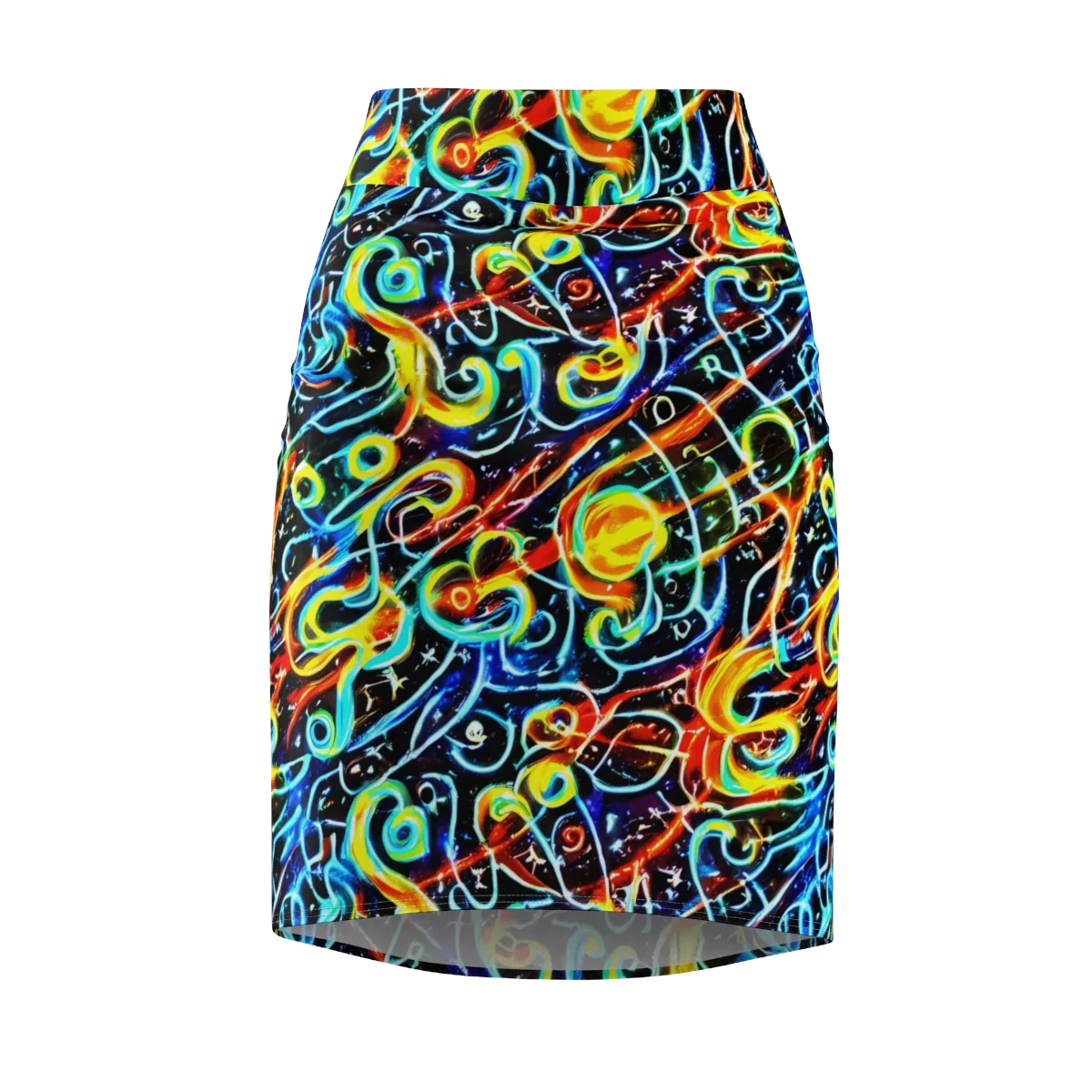 Starlit Scribble on Pencil Skirt — Front
