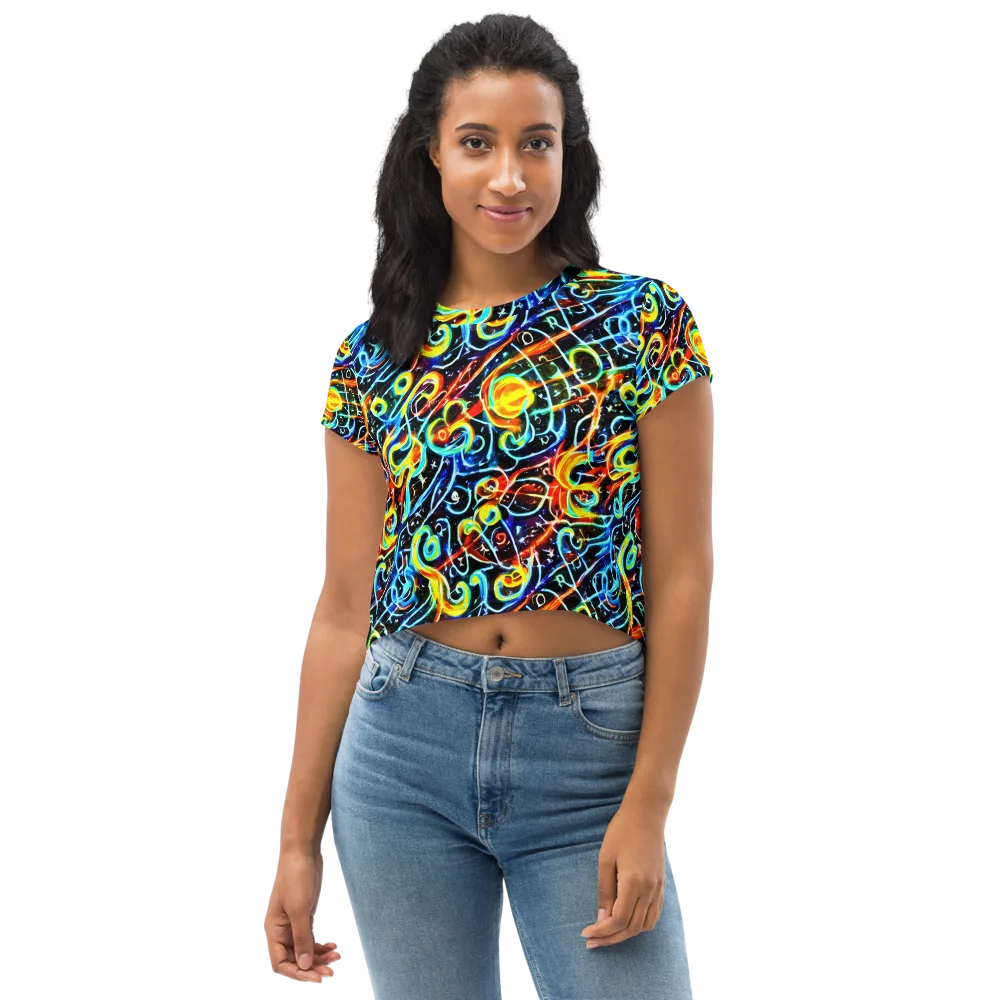 Starlit Scribble on Crop Tee — Front