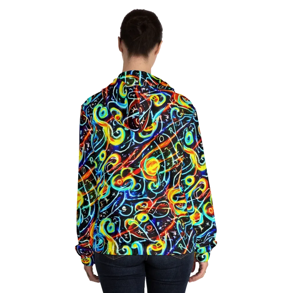 Starlit Scribble on Women's Full-Zip Hoodie — Back On Person