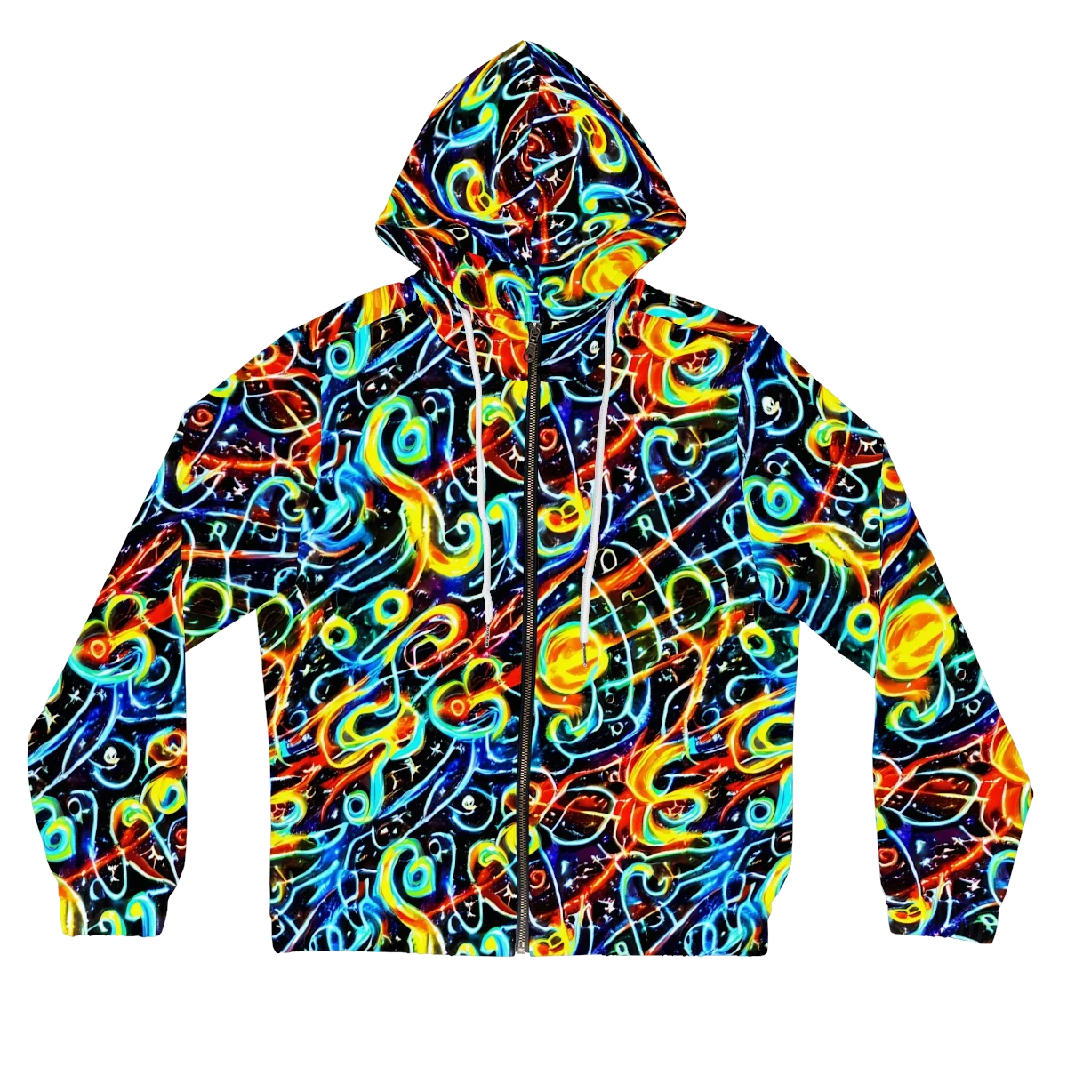 Starlit Scribble on Women's Full-Zip Hoodie — Front