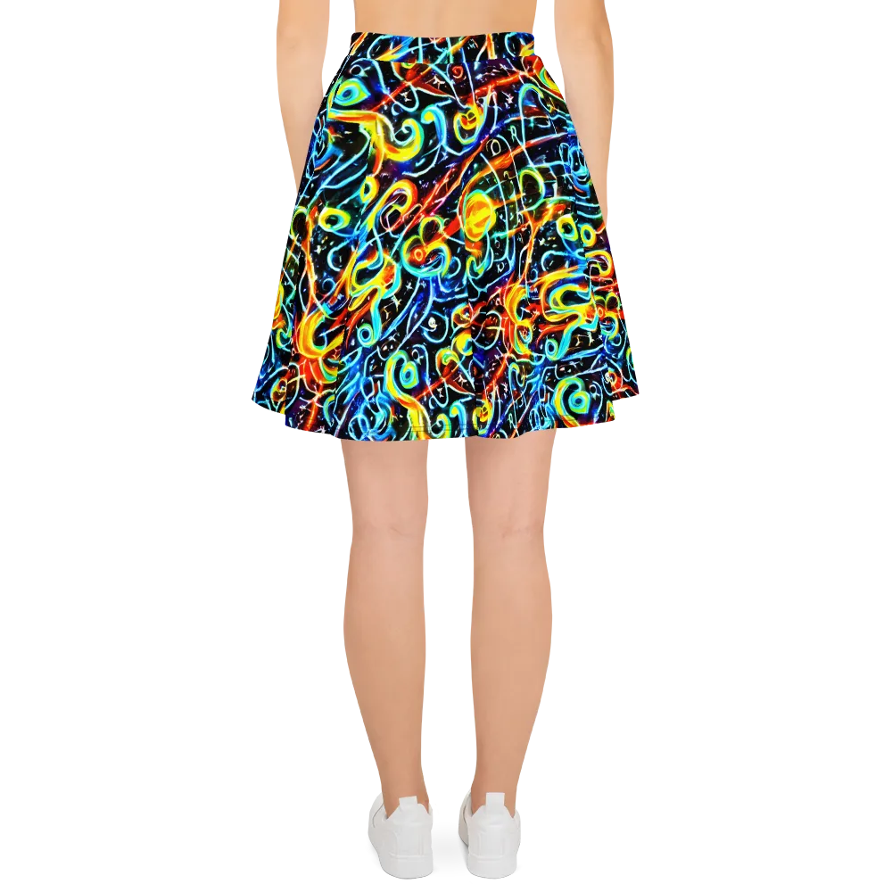 Starlit Scribble on Skater Skirt — Back