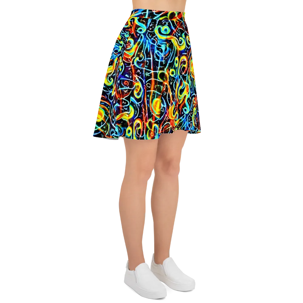 Starlit Scribble on Skater Skirt — Right