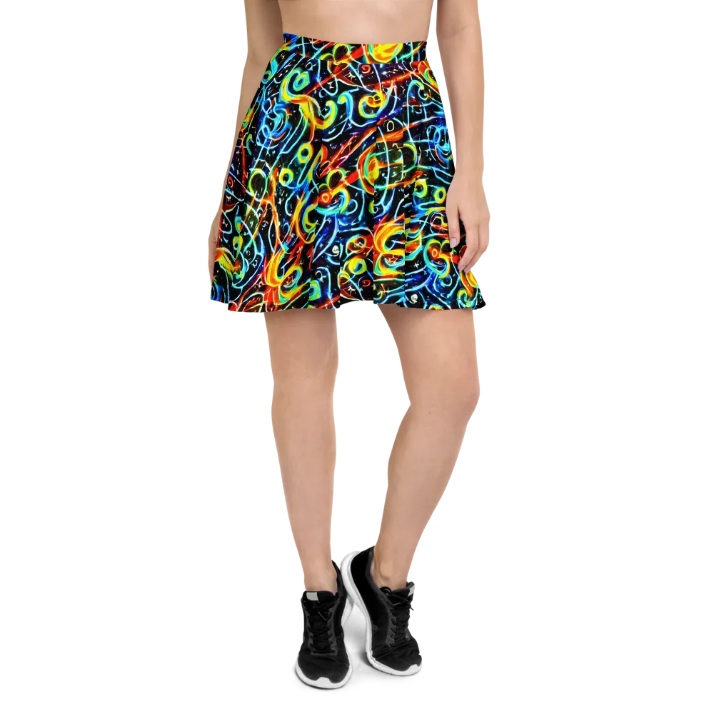 Starlit Scribble on Skater Skirt — Front