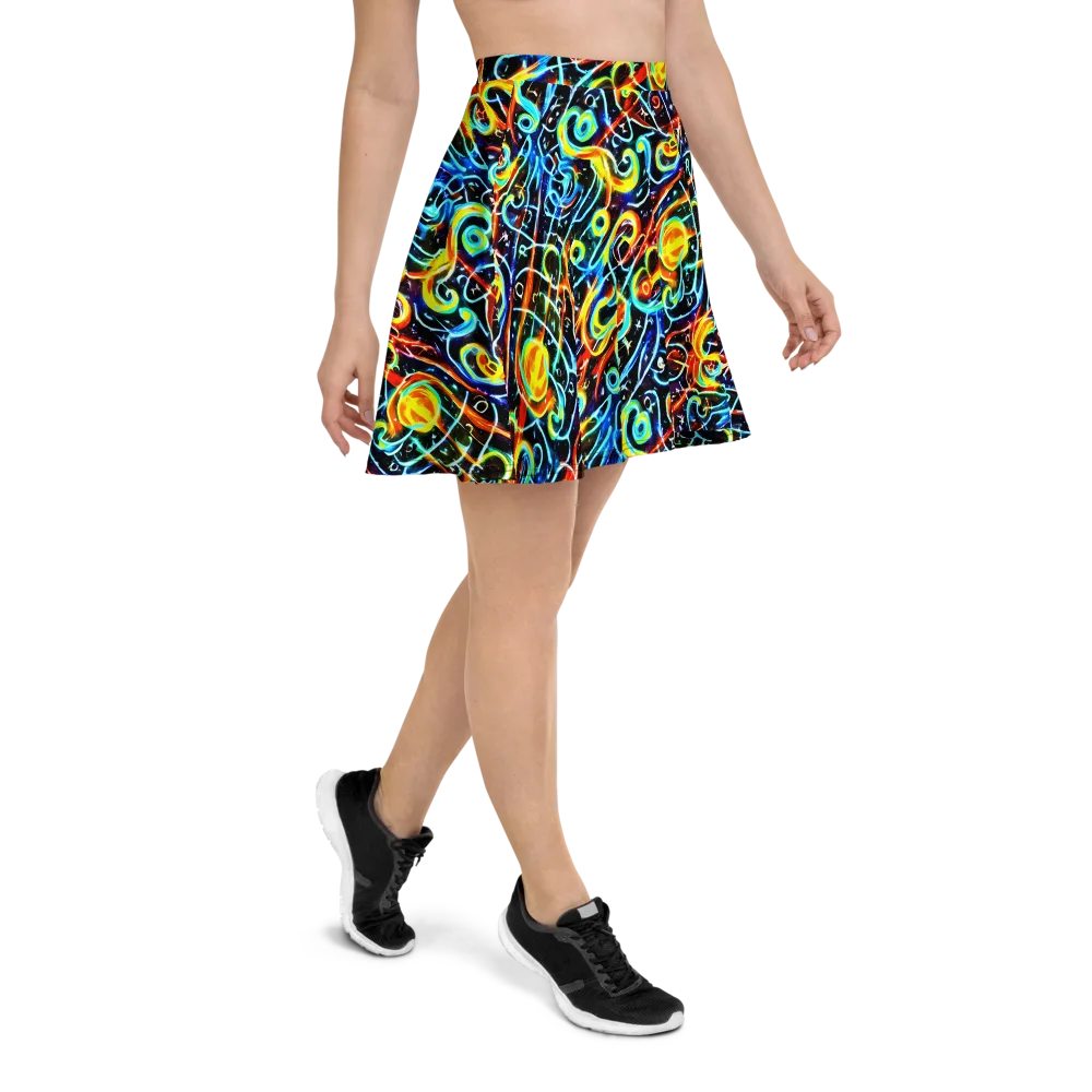 Starlit Scribble on Skater Skirt — Right
