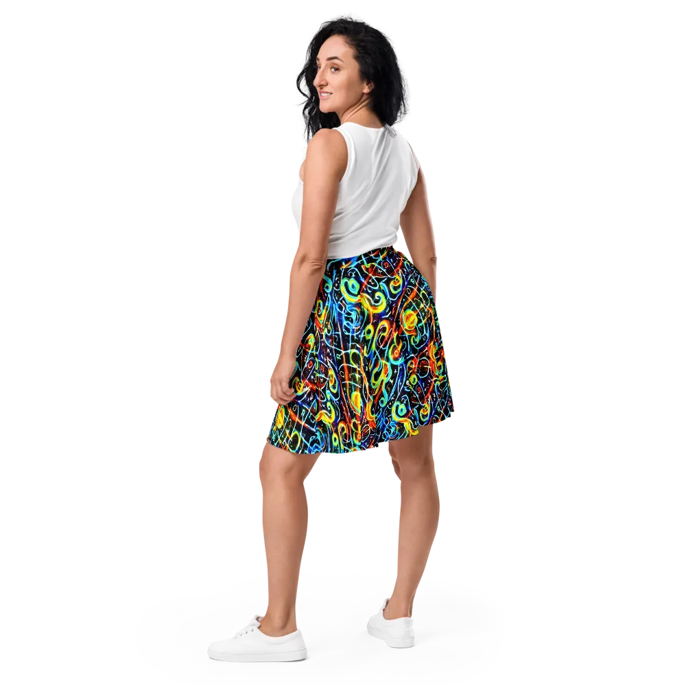 Starlit Scribble on Skater Skirt — Back
