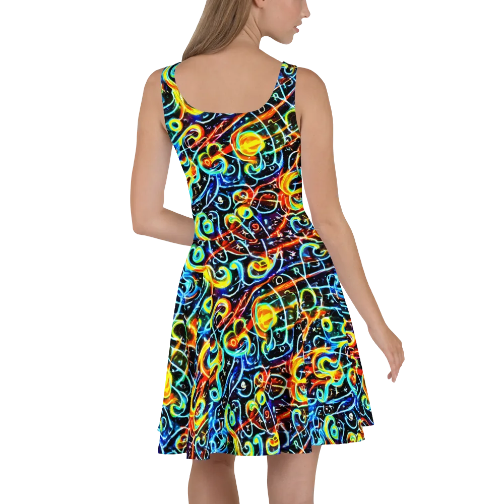 Starlit Scribble on Skater Dress — Back