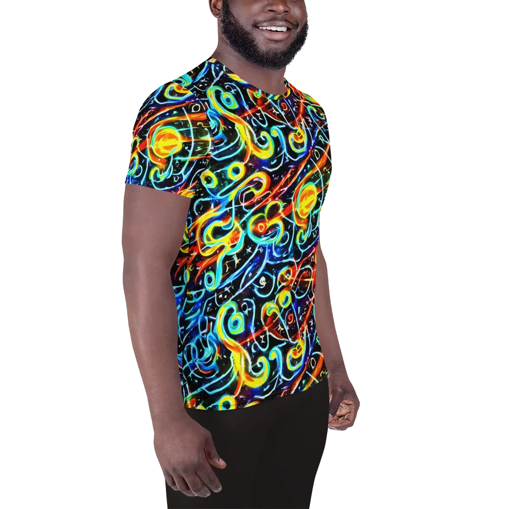 Starlit Scribble on Men's Athletic T-Shirt — Right
