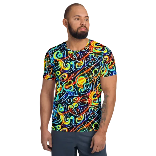 Starlit Scribble on a Men's Athletic T-Shirt