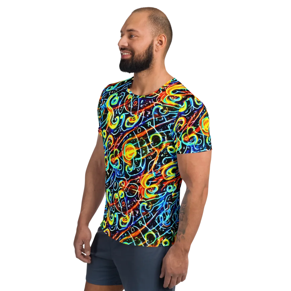 Starlit Scribble on Men's Athletic T-Shirt — Left